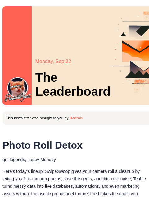 producthunt newsletter: 😸 Tinder for your photos app