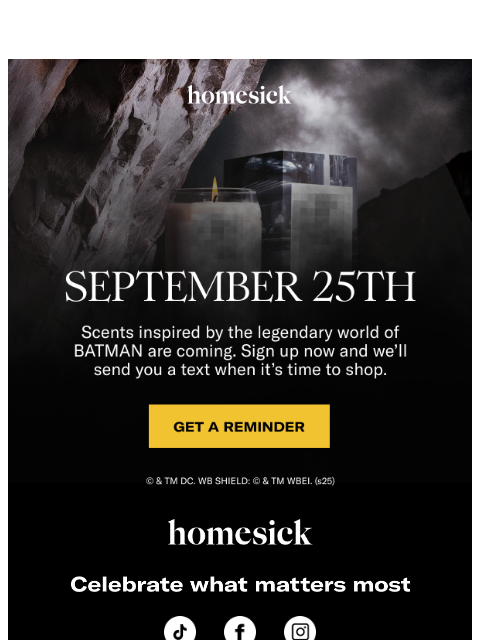 homesick newsletter: Coming Soon: BATMAN™ Scents