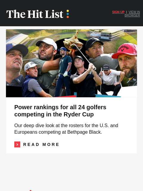 golfdigest newsletter: Every golfer at the Ryder Cup, ranked