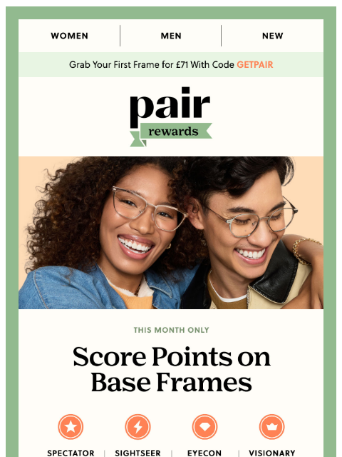 paireyewear newsletter: 🤩Earn Points on Base Frames🤩