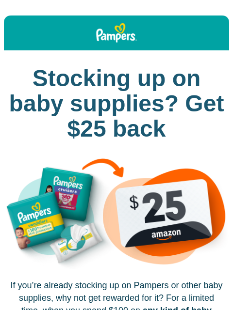 pampers newsletter: Want $25 in Amazon credit?