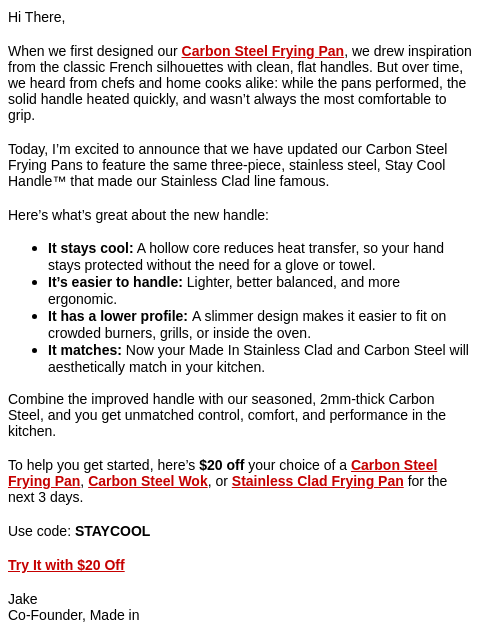 madeincookware newsletter: A New Pan—And $20 to Try It