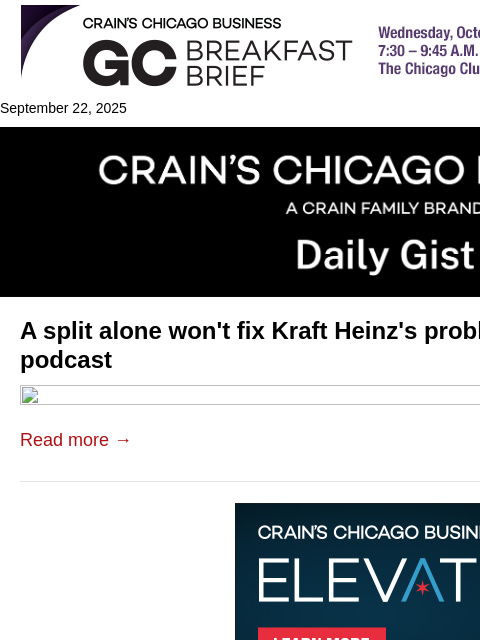 crainalerts newsletter: A split alone won't fix Kraft Heinz's problems: Cr...