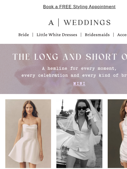 anthropologie newsletter: Bridal goes mini, midi, maxi