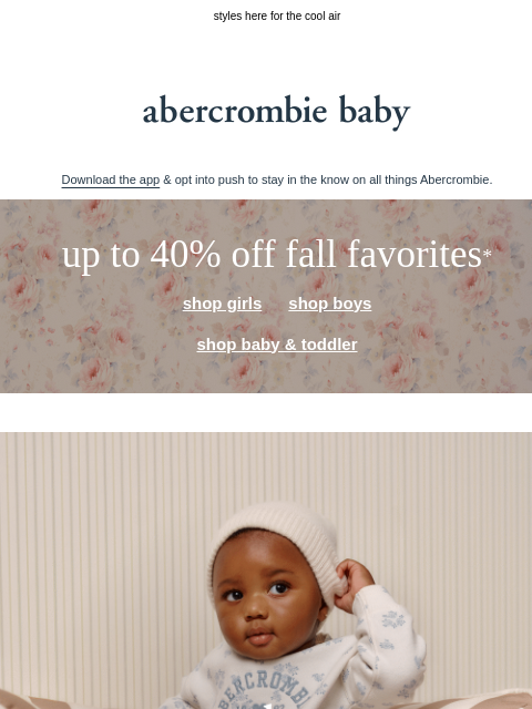 abercrombie newsletter: psst! up to 40% OFF their fall faves*
