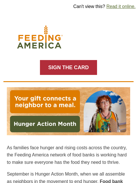 feedingamerica newsletter: Take Action: Thank a food bank worker!