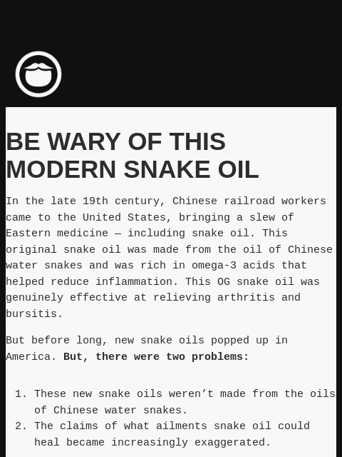 beardbrand newsletter: Watch Out For The New Snake Oil