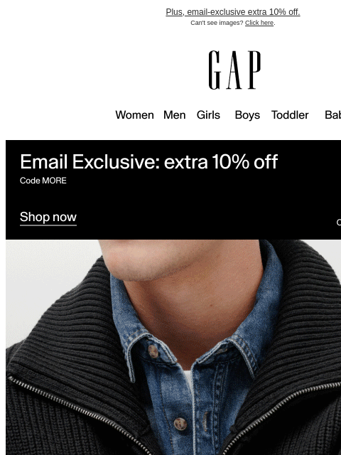 gap newsletter: Up to 50% off sitewide expires tonight