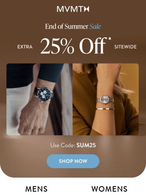 mvmt newsletter: The End of Summer Sale Starts Now