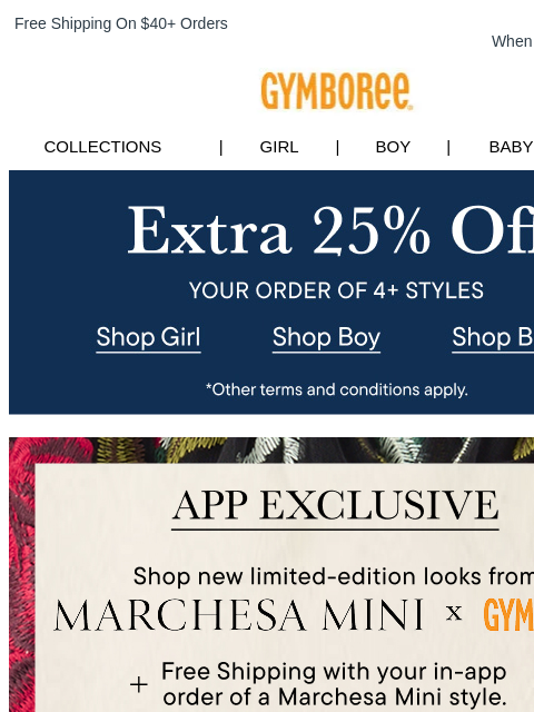 gymboree newsletter: Last Day... Extra 25% Off Your Order