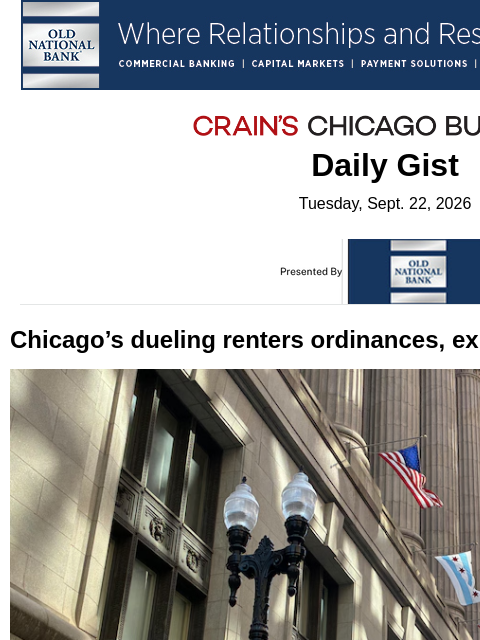 crainalerts newsletter: Chicago’s dueling renters ordinances, explained