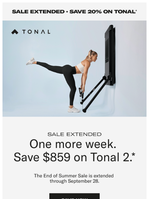 tonal newsletter: Bonus days | Save $859 on Tonal 2