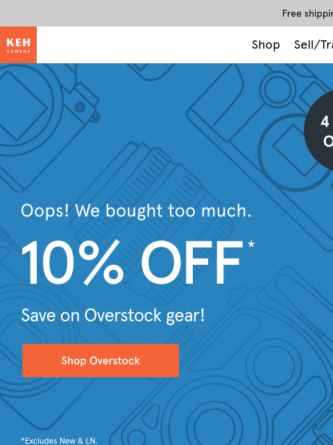 keh newsletter: ❗4 DAYS ONLY❗Shop 10% off camera gear
