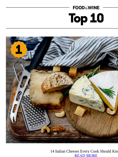 foodandwine newsletter: 14 Italian Cheeses Every Cook Should Know
