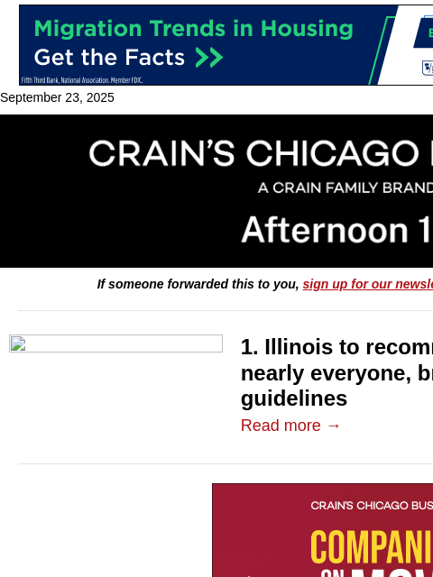 crainalerts newsletter: Illinois to break from CDC on vaccine rules