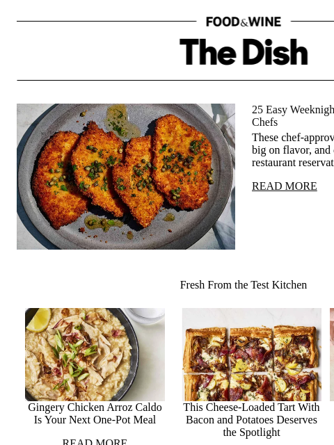 foodandwine newsletter: 25 Easy Weeknight Recipes From Best New Chefs