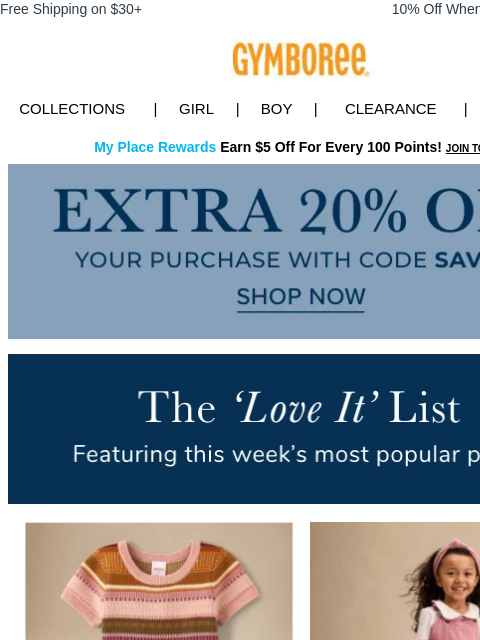 gymboree newsletter: LAST DAY to Get 20% Off Your Order ‼️