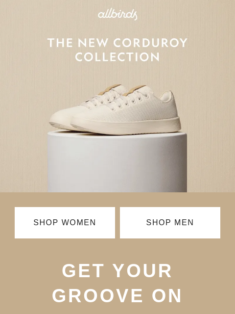 allbirds newsletter: Cozy, Comfortable Corduroy