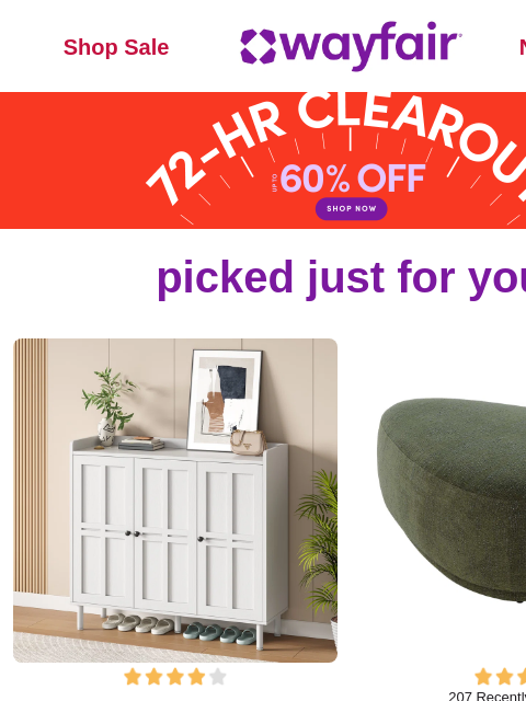 wayfair newsletter: SHOE STORAGE π Three days only π
 UP TO 60% OFF