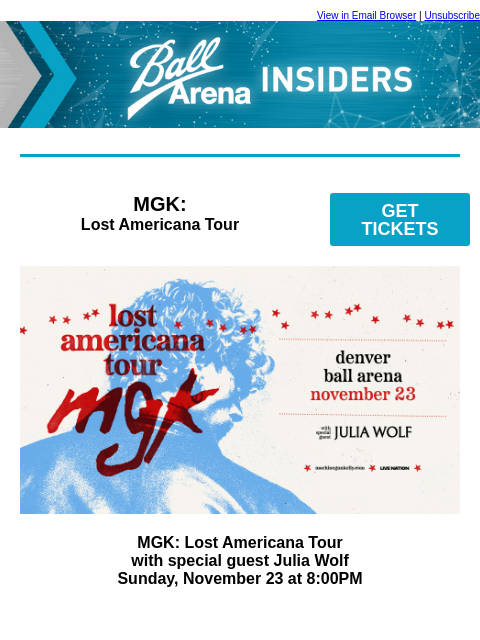 kroenkeentertainment newsletter: JUST ANNOUNCED: MGK | Ricardo Arjona | Cardi B