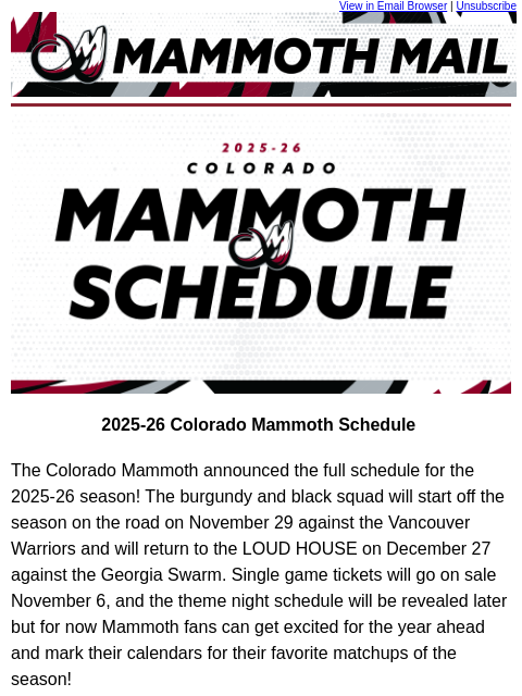 thecoloradomammoth newsletter: 🦣The 2025-26 Schedule is Here!