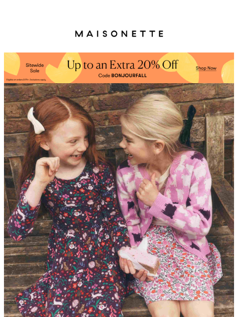 maisonette newsletter: Fall Layers, Up to an Extra 20% Off