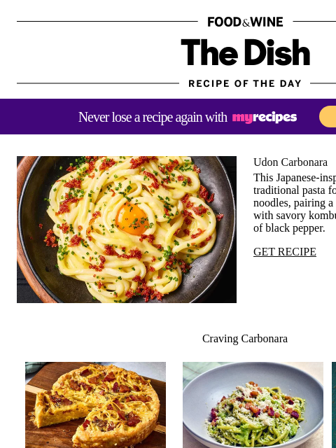 foodandwine newsletter: Udon Carbonara
