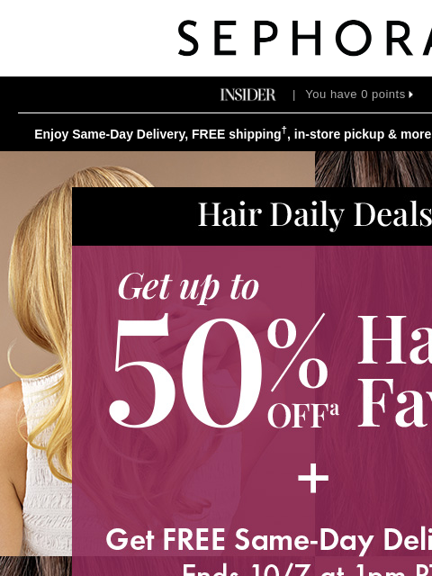 sephora newsletter: Hair Daily Deals starts today 🎉 20–50% off select...