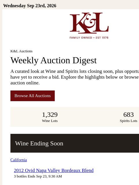 klwines newsletter: New K&L Auction Lots