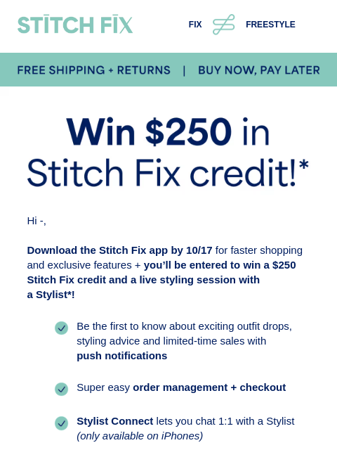 stitchfix newsletter: Win $250 in Stitch Fix credit