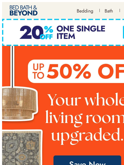 bedbathandbeyond newsletter: Make room for style — up to 50% off