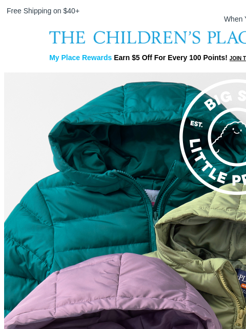 childrensplace newsletter: $19.99 Puffer Palooza is Here!