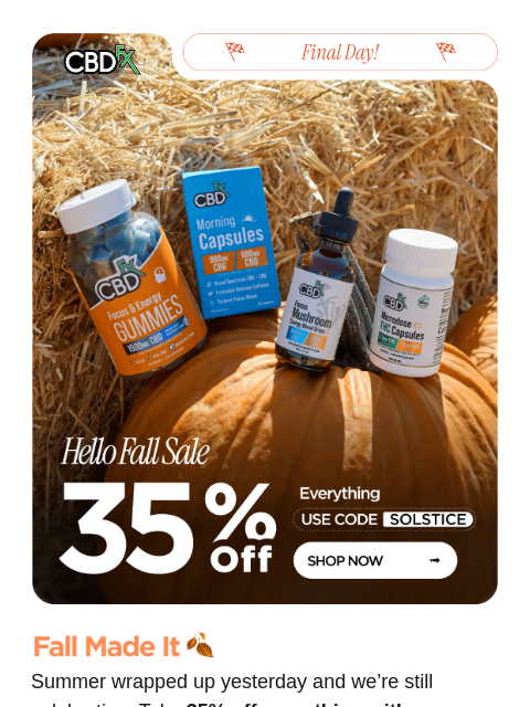 cbdfx newsletter: Fall's here. So is 35% OFF 🍂