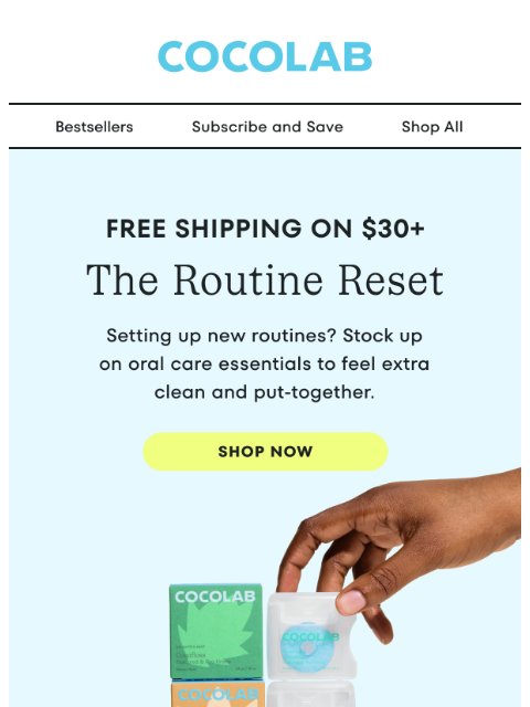 cocolab newsletter: Free shipping for $30+ ✨