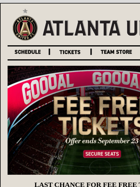 atlutd newsletter: Fee Free Tickets Ends Tonight