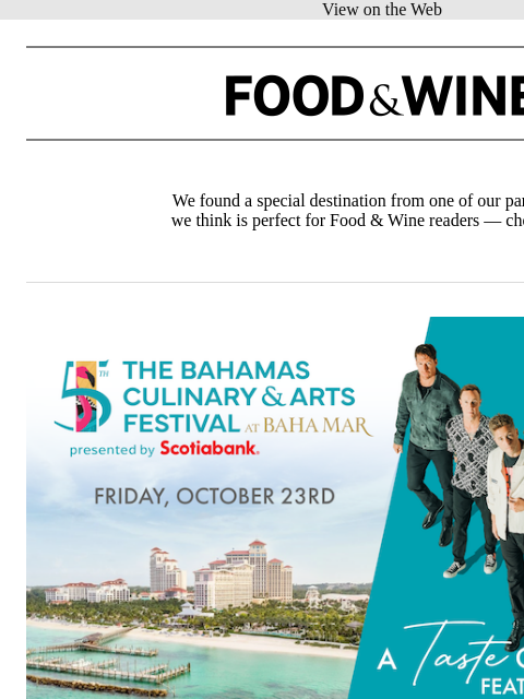 meredith newsletter: ONEREPUBLIC Kicks Off the 2026 Culinary & Arts Fes...