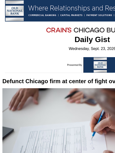 crainalerts newsletter: Defunct Chicago firm at center of fight over life ...