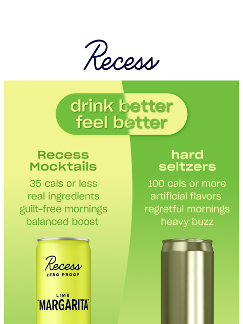 takearecess newsletter: Recess Mocktails vs. hard seltzers