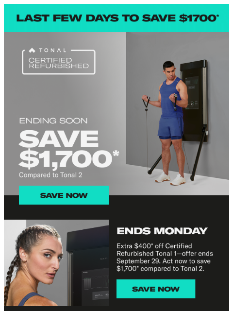 tonal newsletter: Your $1,700 Savings on Tonal 1 Won’t Last