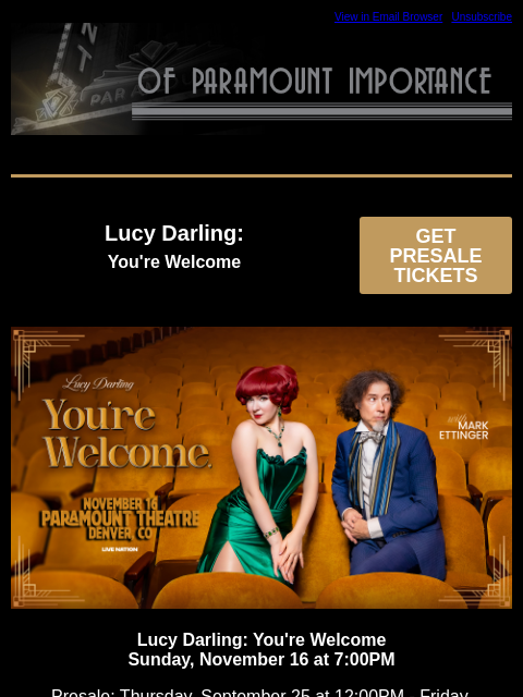 kroenkeentertainment newsletter: PRESALES: Lucy Darling | Clue Starring Lesley Ann ...