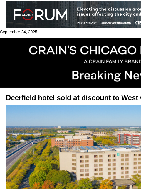 crainalerts newsletter: Deerfield hotel sells at a discount