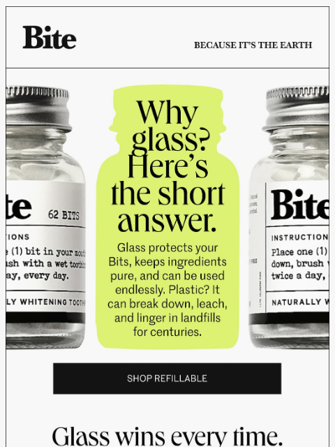 bitetoothpastebits newsletter: Why glass beats plastic.