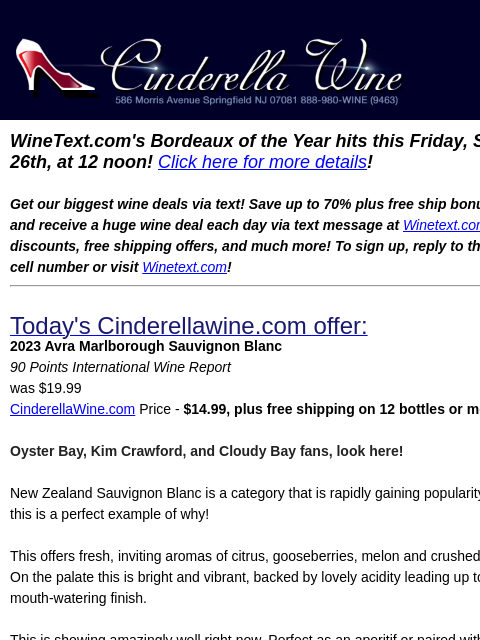 winelibrary newsletter: 2023 Avra Marlborough Sauvignon Blanc (90 IWR)  Fr...