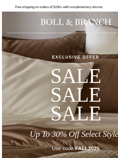 bollandbranch newsletter: 🔑 Savings unlocked: up to 30% off select styles