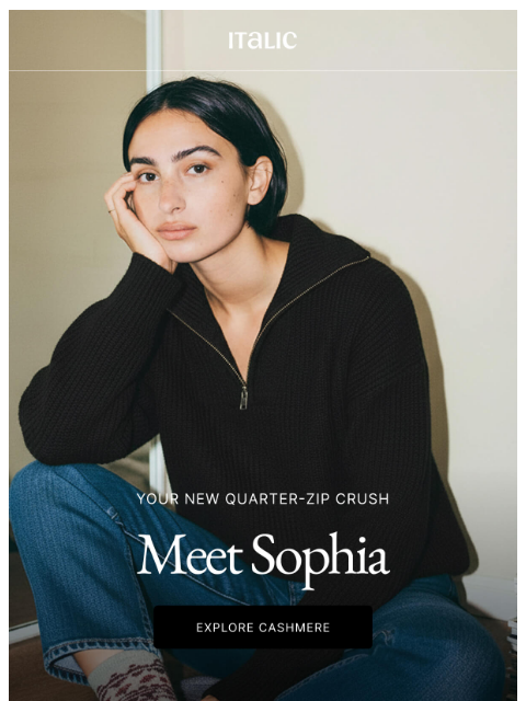 italic newsletter: NEW: Sophia Quarter-Zip in Black