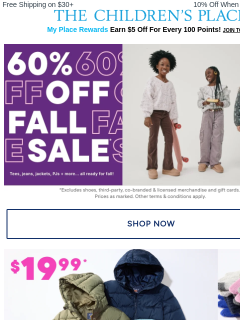 childrensplace newsletter: LAST CHANCE 🚨 60% Off Fall Sale ALMOST OVER