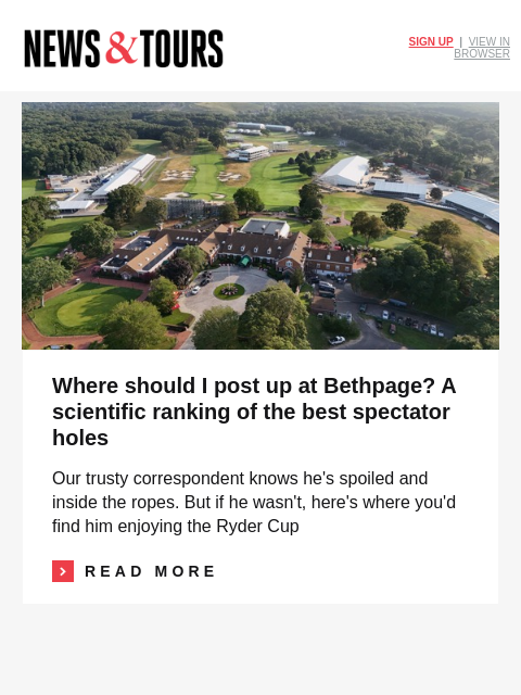 golfdigest newsletter: The Ryder Cup's money matter