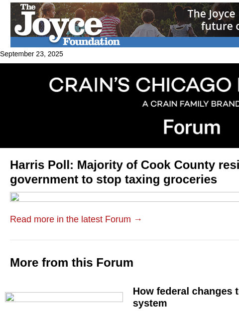crainalerts newsletter: No tax on groceries, a majority tell Harris Poll