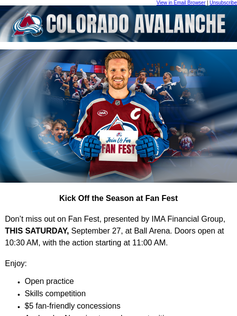thecoloradoavalanche newsletter: ⛰️ Get Your Tickets to Fan Fest THIS SATURDAY
