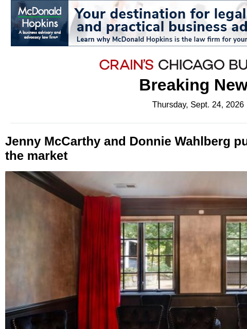crainalerts newsletter: Jenny McCarthy and Donnie Wahlberg selling St. Cha...